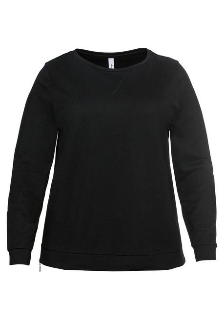 sheego Sweatshirt mit seitlichen Reißverschlüssen - schwarz sheego Fabrik Onlineshop