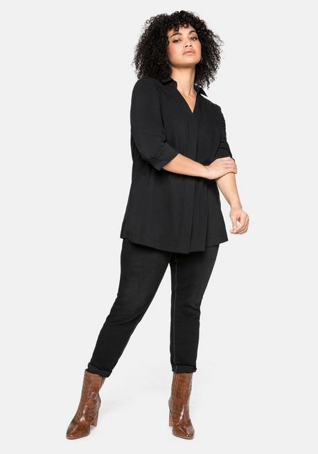 sheego Hemdbluse mit verdeckter Knopfleiste - schwarz sheego Sonderangebot