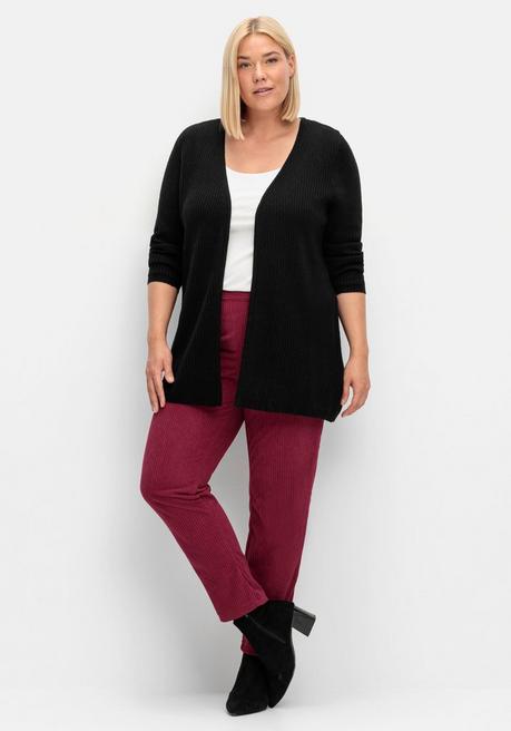 sheego Longstrickjacke in verschlussloser Form, in Rippstrick - schwarz sheego Großer Ausverkauf