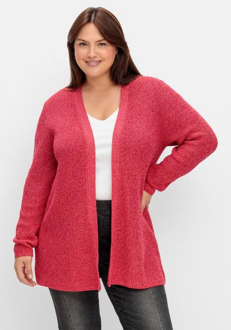 sheego Longstrickjacke im Patentstrickmuster - magenta meliert sheego Flash Sale