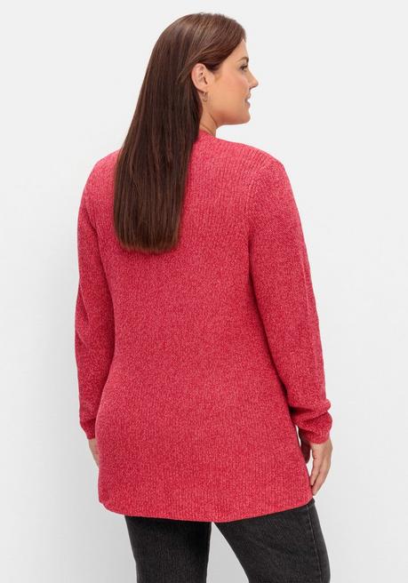 sheego Longstrickjacke im Patentstrickmuster - magenta meliert sheego Flash Sale