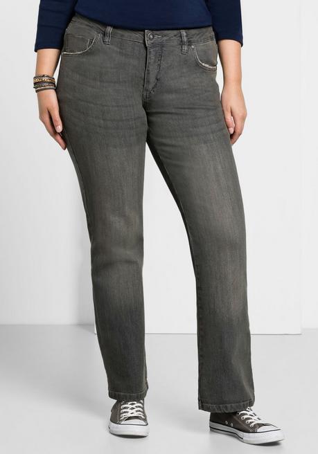 sheego Bootcut-Jeans in 5-Pocket-Form, mit Used-Effekten - grey Denim sheego Begrenztes Angebot