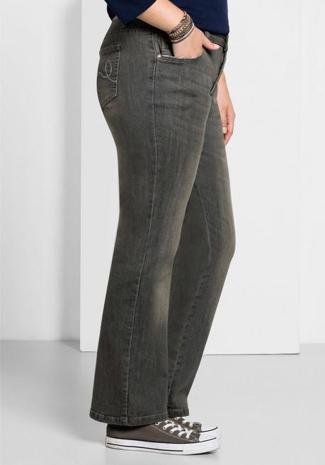 sheego Bootcut-Jeans in 5-Pocket-Form, mit Used-Effekten - grey Denim sheego Begrenztes Angebot