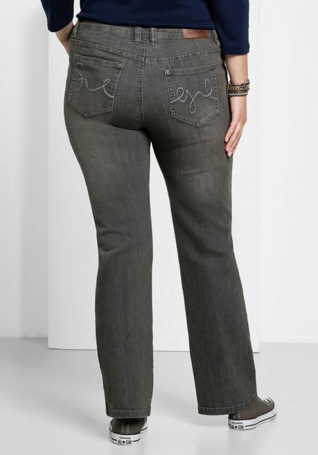 sheego Bootcut-Jeans in 5-Pocket-Form, mit Used-Effekten - grey Denim sheego Begrenztes Angebot