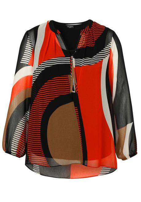 VIA APPIA DUE Chiffontunika mit Grafikprint und Zierreißverschluss - schwarz gemustert sheego Online Shopping