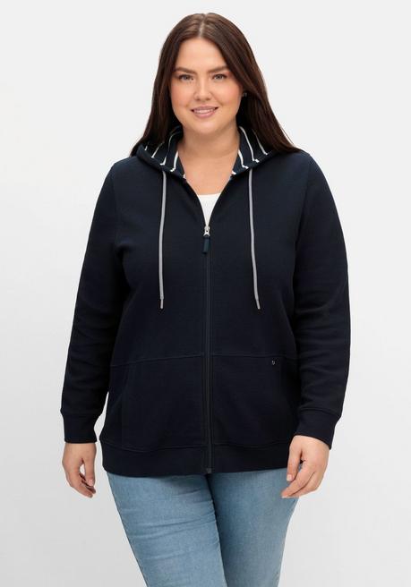 sheego Sweatjacke mit Kapuze, aus Waffelpiqué - nachtblau sheego Exklusivangebot