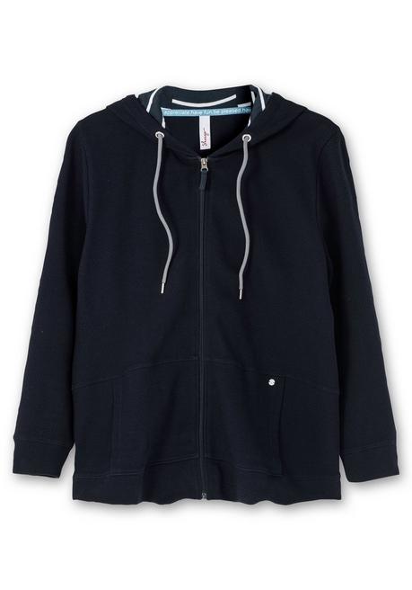 sheego Sweatjacke mit Kapuze, aus Waffelpiqué - nachtblau sheego Exklusivangebot
