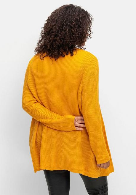 sheego Longstrickjacke in verschlussloser Form, in Rippstrick - ocker sheego Black Friday