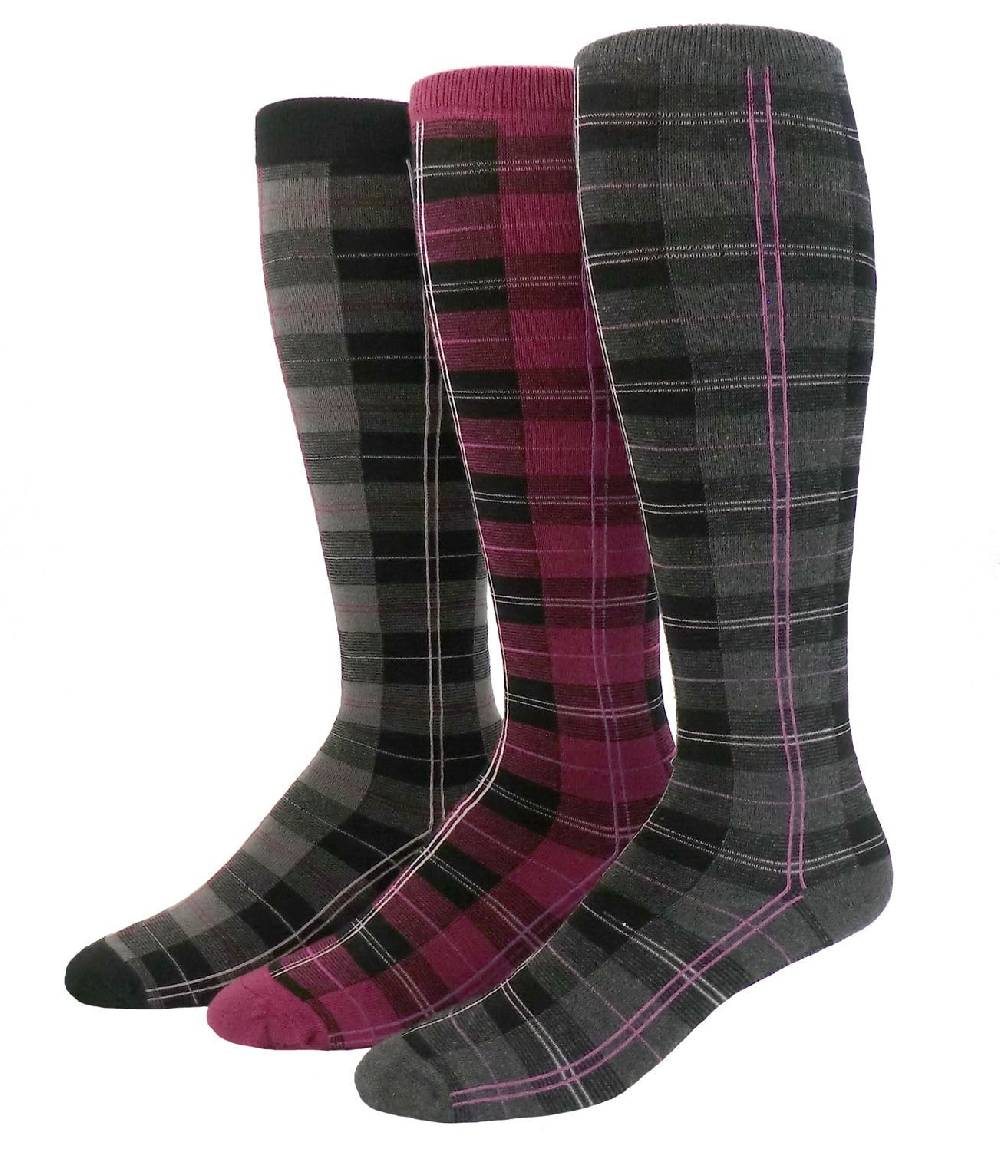 Shimasocks Damen Karo Kniestrümpfe 3er Pack Begrenzte Freigabe
