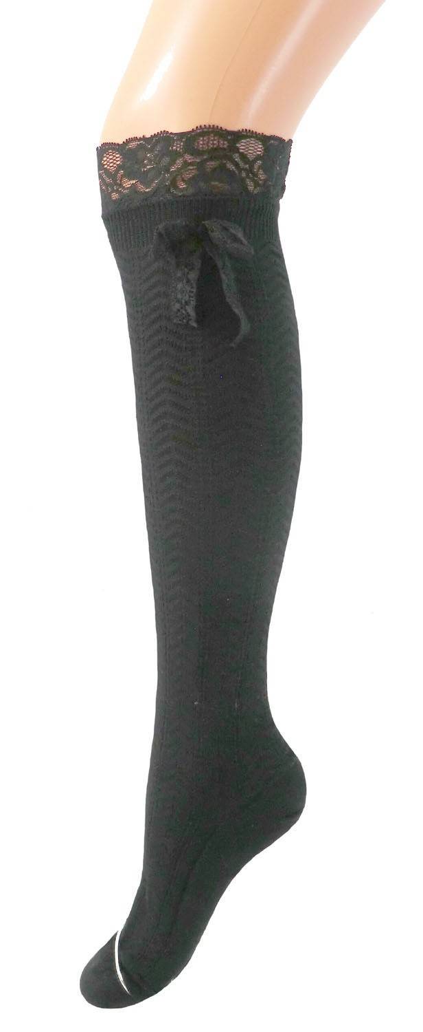 Shimasocks Damen Kniestrümpfe mit Spitzenabschluss 50% Rabatt mit kostenlosem Versand