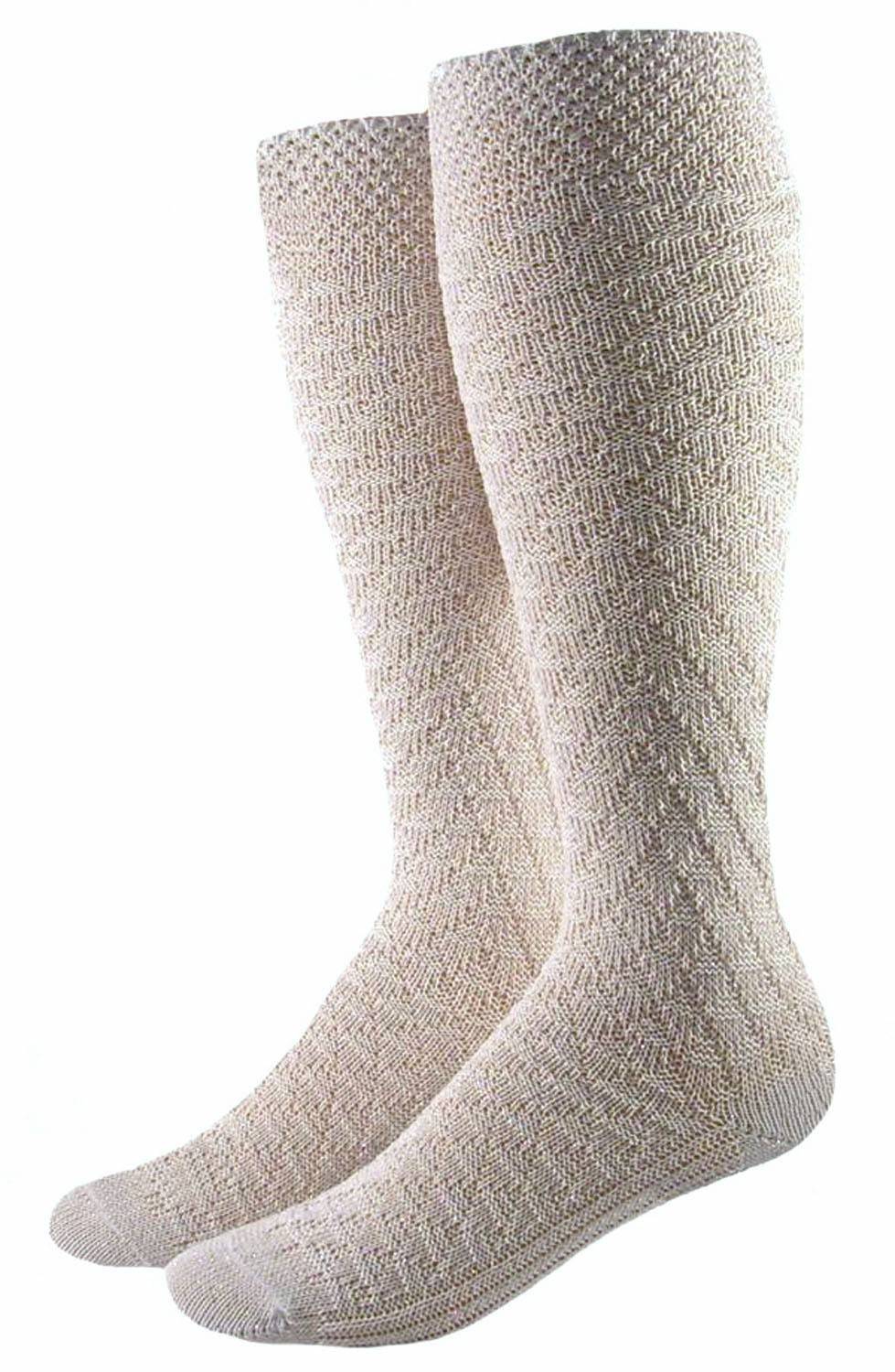 Shimasocks Damen Kniestrümpfe weiß mit Metallfaden Speichern exportieren