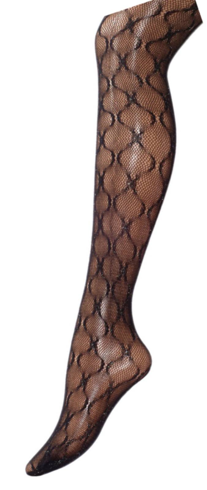Shimasocks Damen Netzstrumpfhose schwarz mit Metallfaden Kauf eins, bekomm eins gratis