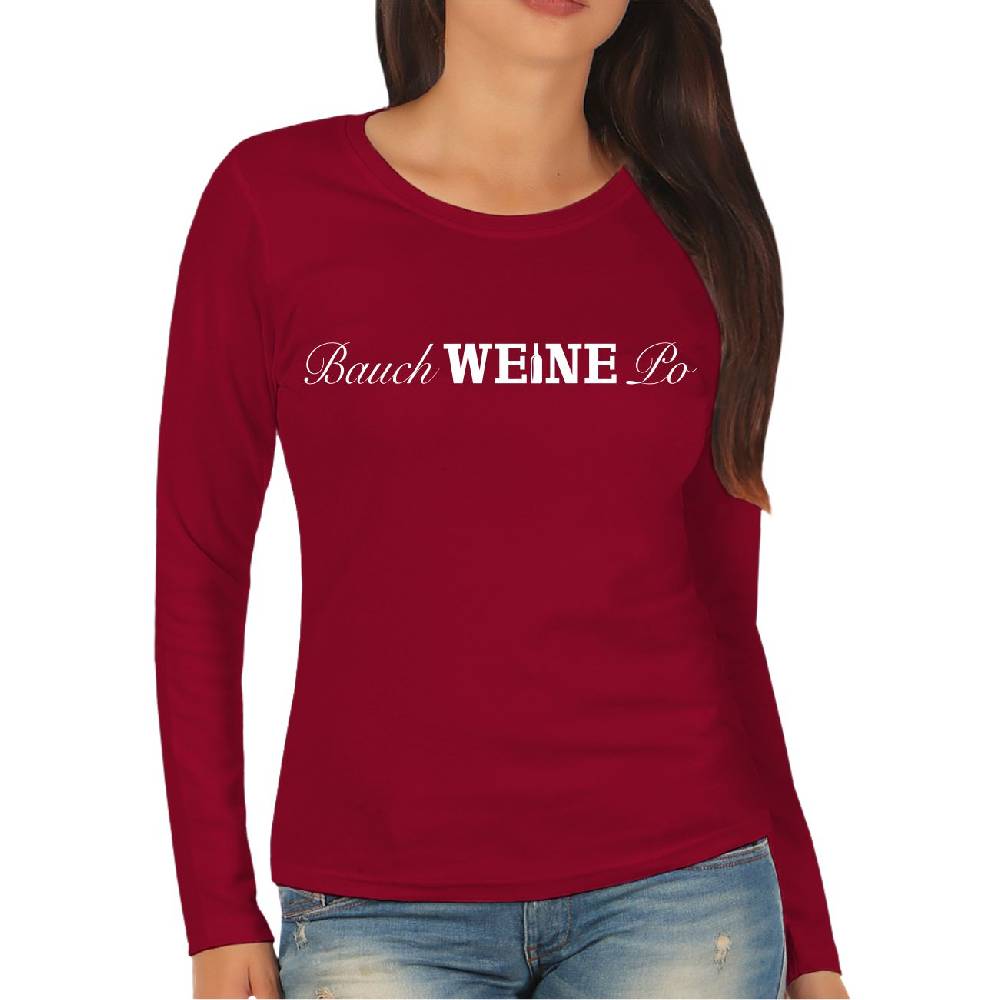 Spass Kostet Damen Langarmshirt Longsleeve Bauch WEINE Po Auslauf