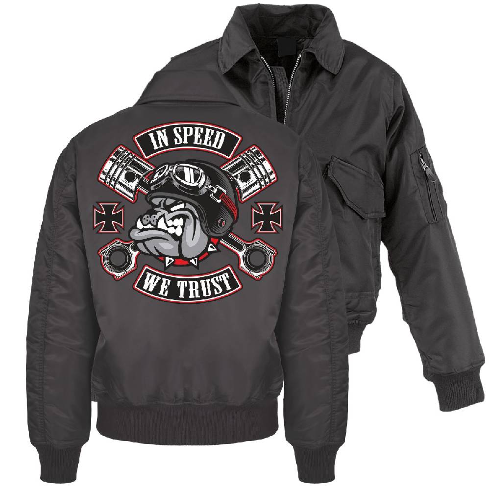 Spass Kostet CWU Bomberjacke mit Kragen In Speed we Trust Rockn Roll Fabrikverkauf