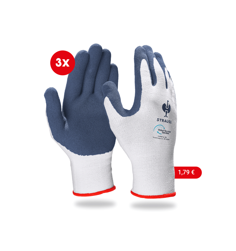 Strauss e.s. Latexschaum-Handschuhe recycled, 3 Paar Kostenloser Versand international