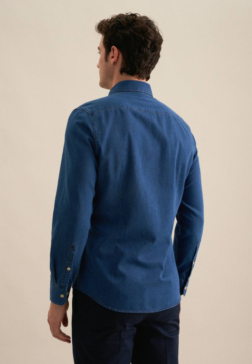 Studio Seidensticker Denim Casual Hemd in Slim mit Button-Down-Kragen Neueste Stile